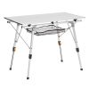 VEVOR Folding Camping Table, Portable Roll Up Side Tables, Lightweight Aluminum Beach Table with Adjustable Height, Top Mesh Layer and Carry Bag