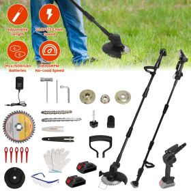 Cordless 3-in-1 Pole Saw/Mini Chainsaw/Grass Trimmer - 21V 1500mAh x2 Batteries, 4/6in Cutting Chain, 13in-75.2in Adjustable Length