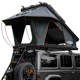 Rooftop Tent Hardshell with USB Outlet, Luggage Racks&Full Circle Led Strip, 3-in-1 Elevated Roof Tent with Skyview Window, Regular&TPU Rain Flies