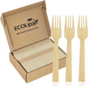 300 Count Bamboo Forks Disposable, 6.7 Inch No Splinters Heavy Duty Bamboo Disposable Compostable Forks for Party, Wedding, Camping, Traveling