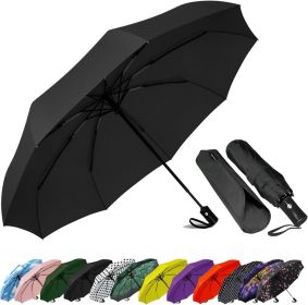 Compact Travel Umbrella - Windproof Auto Open/Close, Small Folding Umbrella for Rain - Lightweight & Durable with Fiberglass Frame