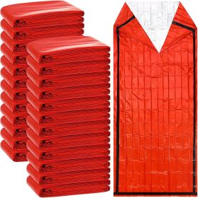 24 Pack Emergency Sleeping Bag Survival Bivy Sack Blanket Lightweight Portable Thermal Survival Bag Thick Tent for Camping Hiking Outdoor Adventure Ac