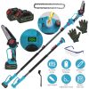 Extendable Cordless Pole Saw (5.3-7.4FT, Reach 13FT), 2-in-1 Handheld Chainsaw with ±90° Adjustable Head, Brushless Motor for High Tree Limbs Trimming