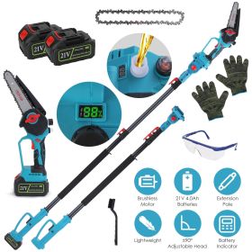 Extendable Cordless Pole Saw (5.3-7.4FT, Reach 13FT), 2-in-1 Handheld Chainsaw with ±90° Adjustable Head, Brushless Motor for High Tree Limbs Trimming