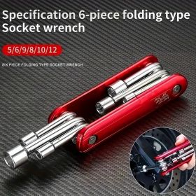 "Mini Survival Wrench – Outdoor/Gear Repair Tool with Interchangeable Sockets"