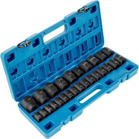 Drive Impact Socket Set,1/2" Drive 26-Piece 12-Point Shallow Metric Socket Set