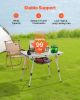 VEVOR Folding Camping Table, Portable Roll Up Side Tables, Lightweight Aluminum Beach Table with Adjustable Height, Top Mesh Layer and Carry Bag