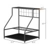 3-Tier Yard Tool Storage Rack, Garden Tool Organizer with Hooks for Long-Handled, Broom, Shovel, Orange