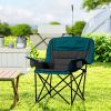 Padded Camping Chair for Adults, Portable Folding Camping Chair with Side Pockets, Cup Holders, Carry Bag, Black