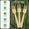 300 Count Bamboo Forks Disposable, 6.7 Inch No Splinters Heavy Duty Bamboo Disposable Compostable Forks for Party, Wedding, Camping, Traveling