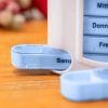 Weekly Pill Organizer with 28 Compartments - Detachable, Sealed Medicine Storage Box for Pills & Candy - White/Blue