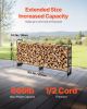 VEVOR Firewood Rack with Waterproof Cover, 101 x 14 x 46 in Outdoor Firewood Holder, 660lb Weight Capacity, 1/2 Cord Log Holder, Half-Covered