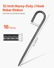 VEVOR Rebar Stakes, 12-Inch, Heavy-Duty 0.4 in Diameter J Hook, Galvanized Steel Ground Anchors with Chisel Point End & Rust-Resistant Coating