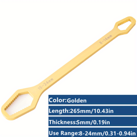 1 Pc Multifunctional Wrench, Household Tools 8-24mm Universal Torx Wrench, Self-tightening Adjustable Glasses Wrench Board, Double-head Torx Spanner (Color: Golden)