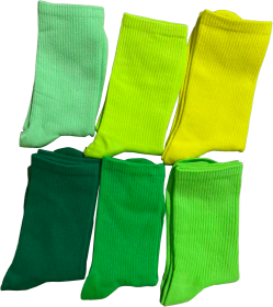Vibrant Socks for Women 6 Pairs of Colorful Candy-Hued Cotton Socks for Spring Fall Dance Instagram-Trendy Mid-Calf Length Solid-Color Comfortable Sty (Colour: Random Green Series)