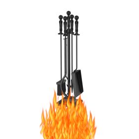 5-Pieces Fireplace Tool Set for Outdoor & Indoor (Color: Black-A, Type: Fireplace Tools)