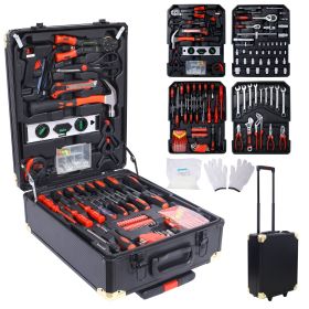 969pcs Home Repair Tool Set Kit for Men, Toolbox Storage Case with 4 Drawers, General Household Tool Kit with Rolling Tool Box (Color: as Pic)