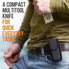 Swiss Multifunctional Knife Tool with 17 Cutting Functions, Bottle Opener and Can Opening, Scissors, Saw, Razor (Color: Red (with gift box) (with belt bag))