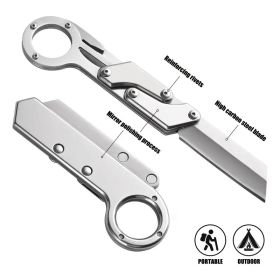 Stainless steel compact folding knife - lightweight, sharp blade, two-handed grip (Color: Silver)