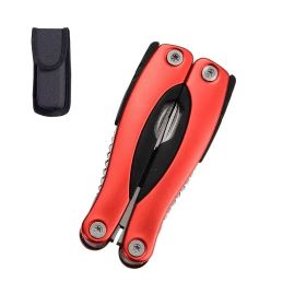 "Military Style Multi-Tool Pliers - Complete with Nylon Sheath & Emergency Features" (Color: Red camping outdoor)